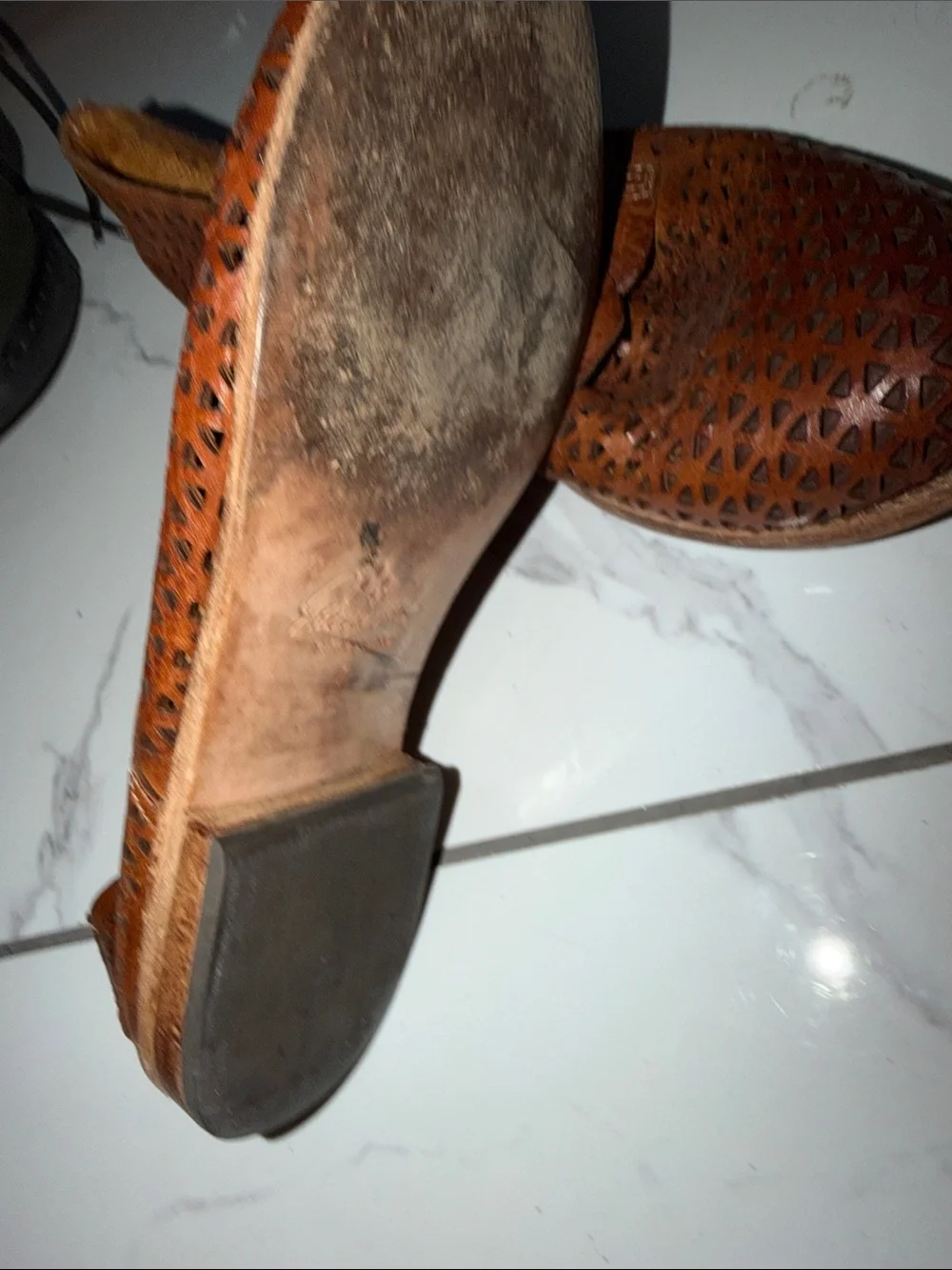 Patricia Nash Brown Perforated Leather Slip-Ons
